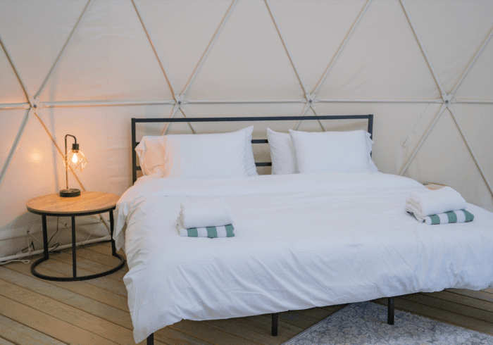 Basecamp dome interior at Ferncrest Acadia