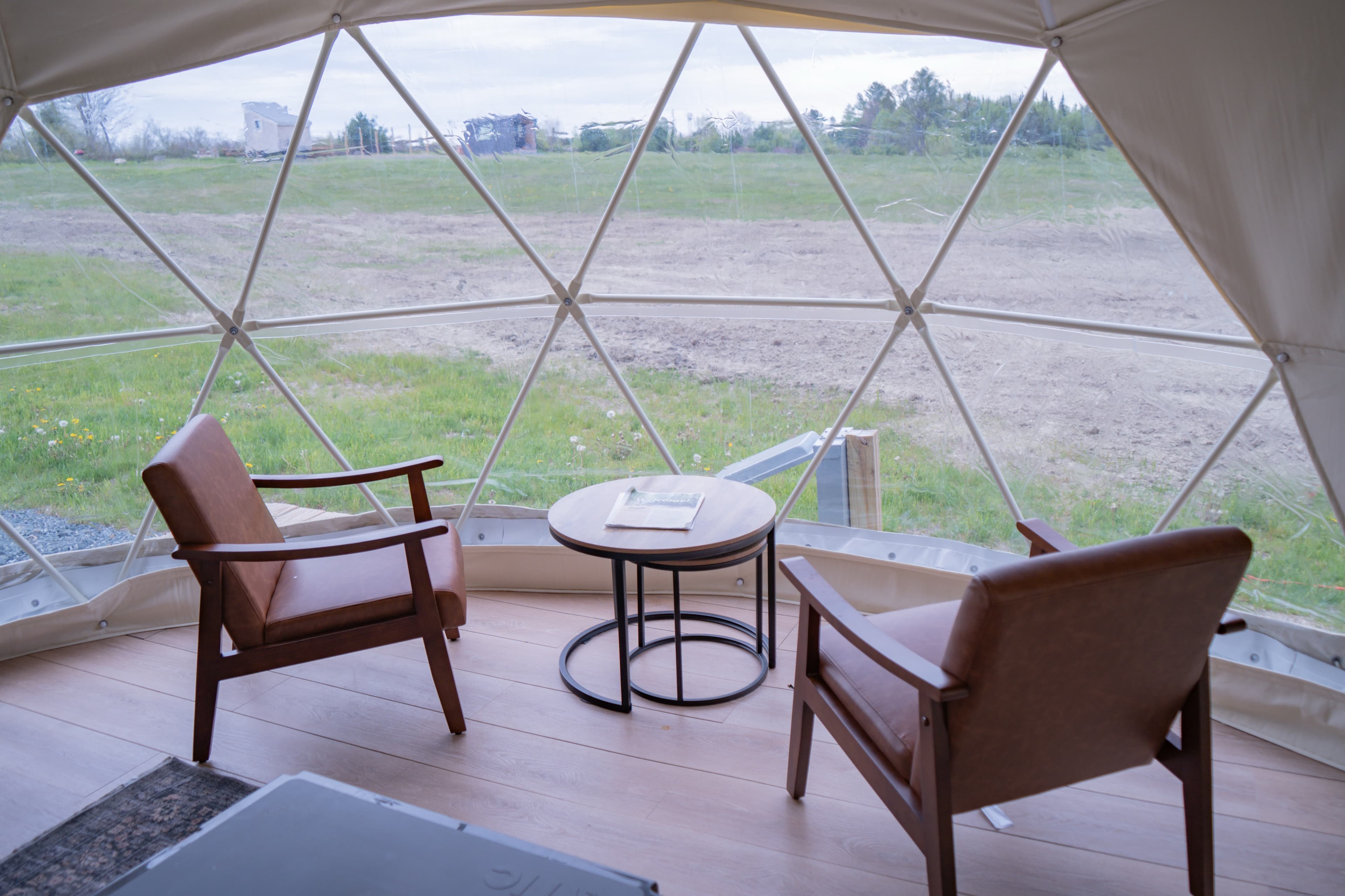 Basecamp dome interior at Ferncrest Acadia