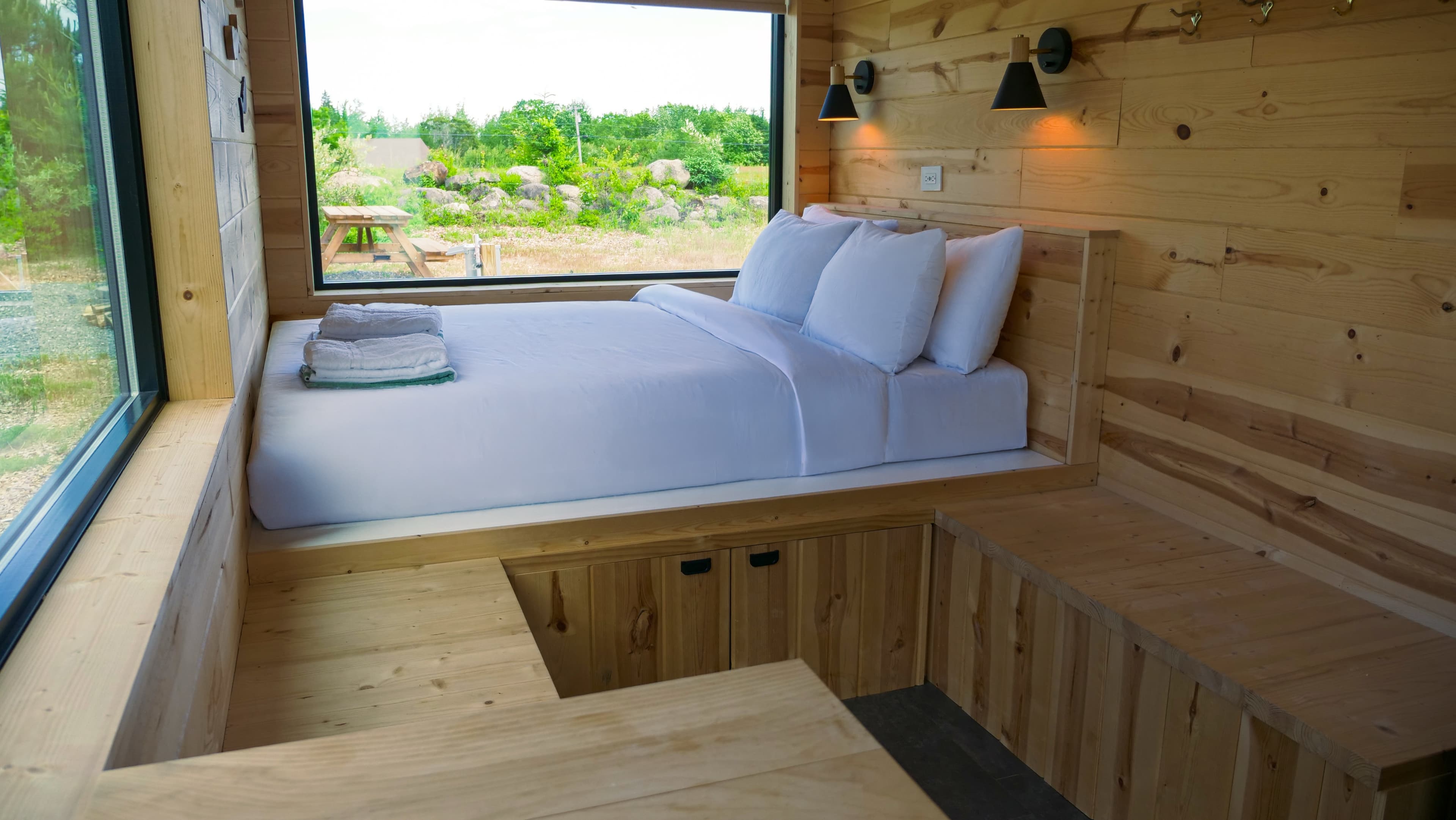 Camp cabin interior at Ferncrest Acadia