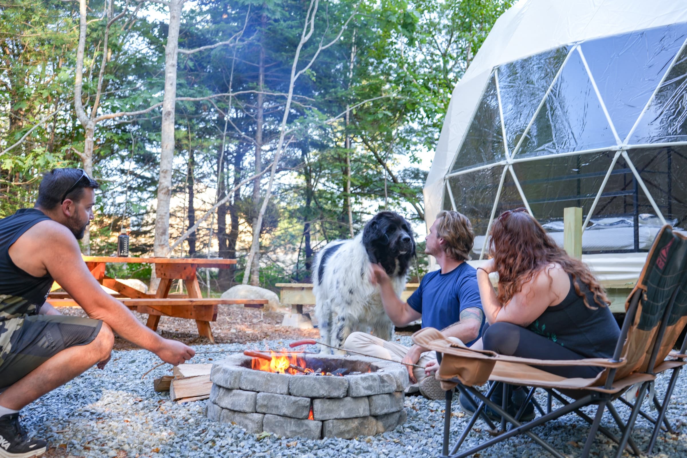 Campfire evening at Ferncrest Acadia
