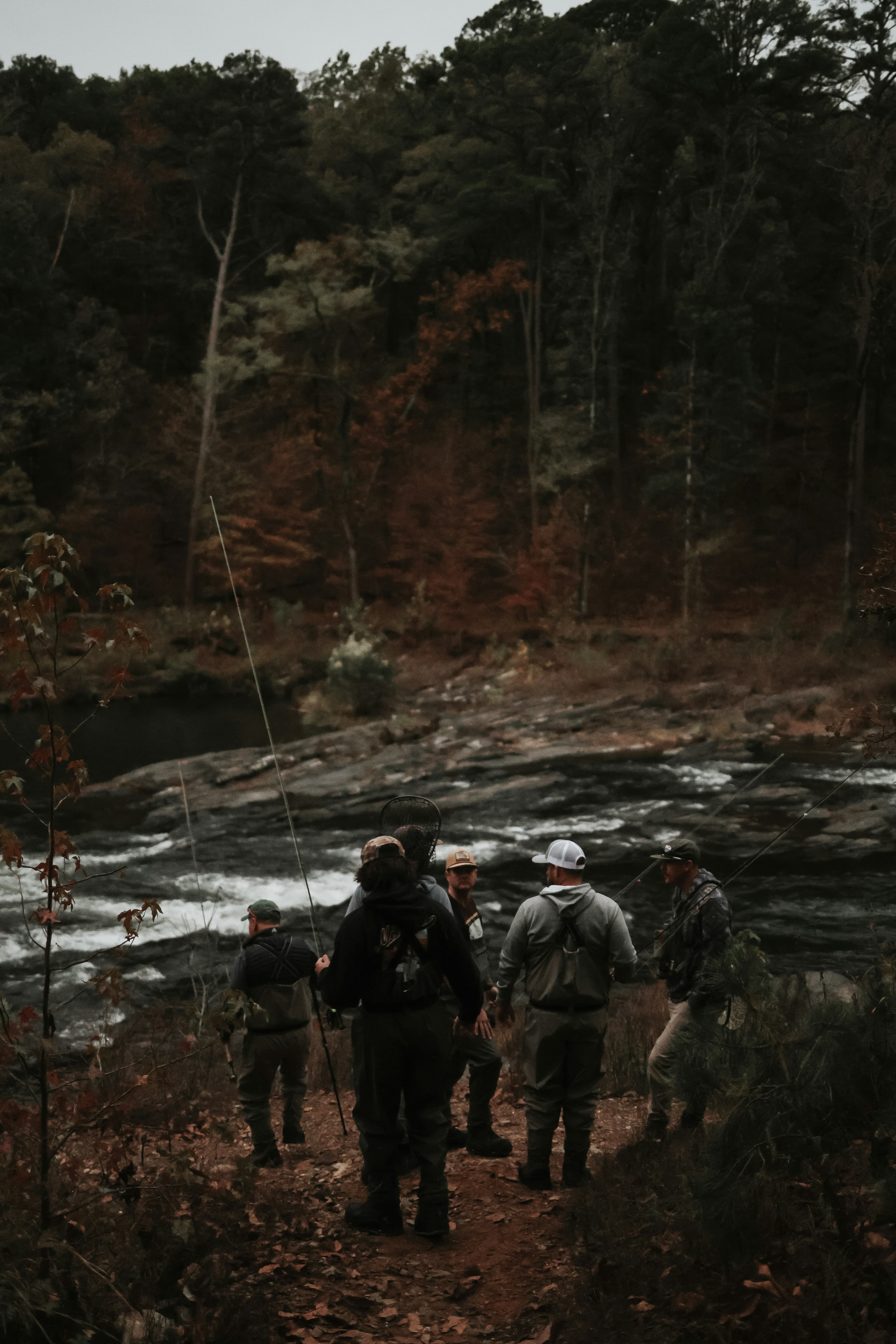 Fly fishing on a fall river in the Ozark foothills