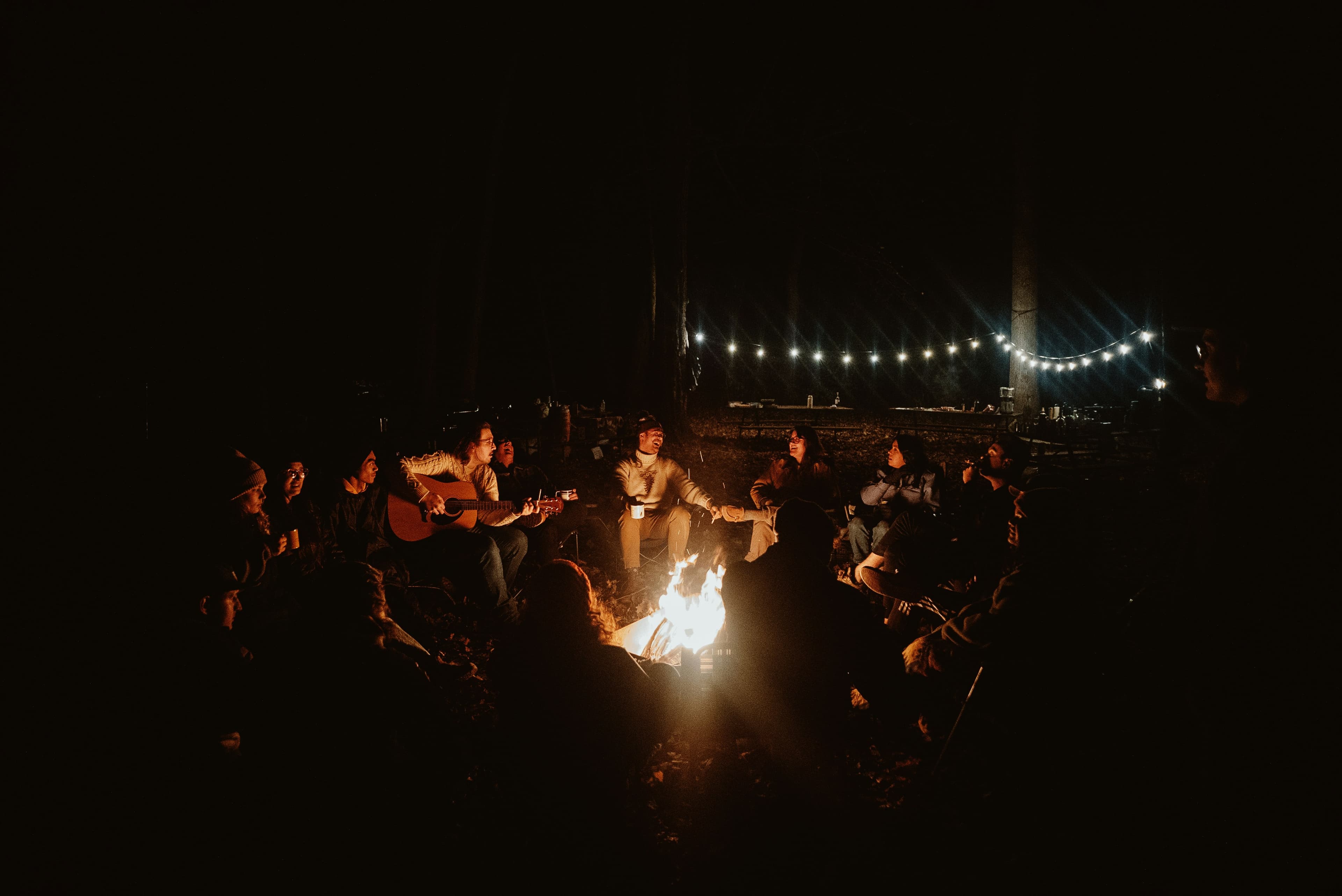 Group gathering at Ferncrest in fall