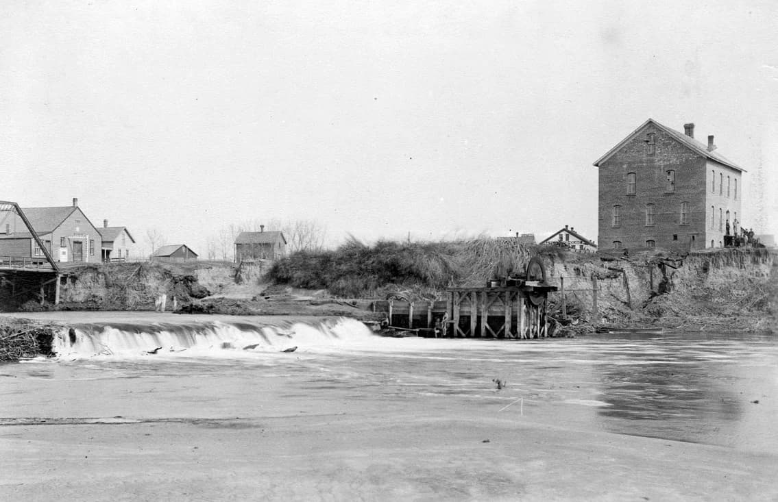 The earliest known photograph of the Neligh Mill, taken in 1885
