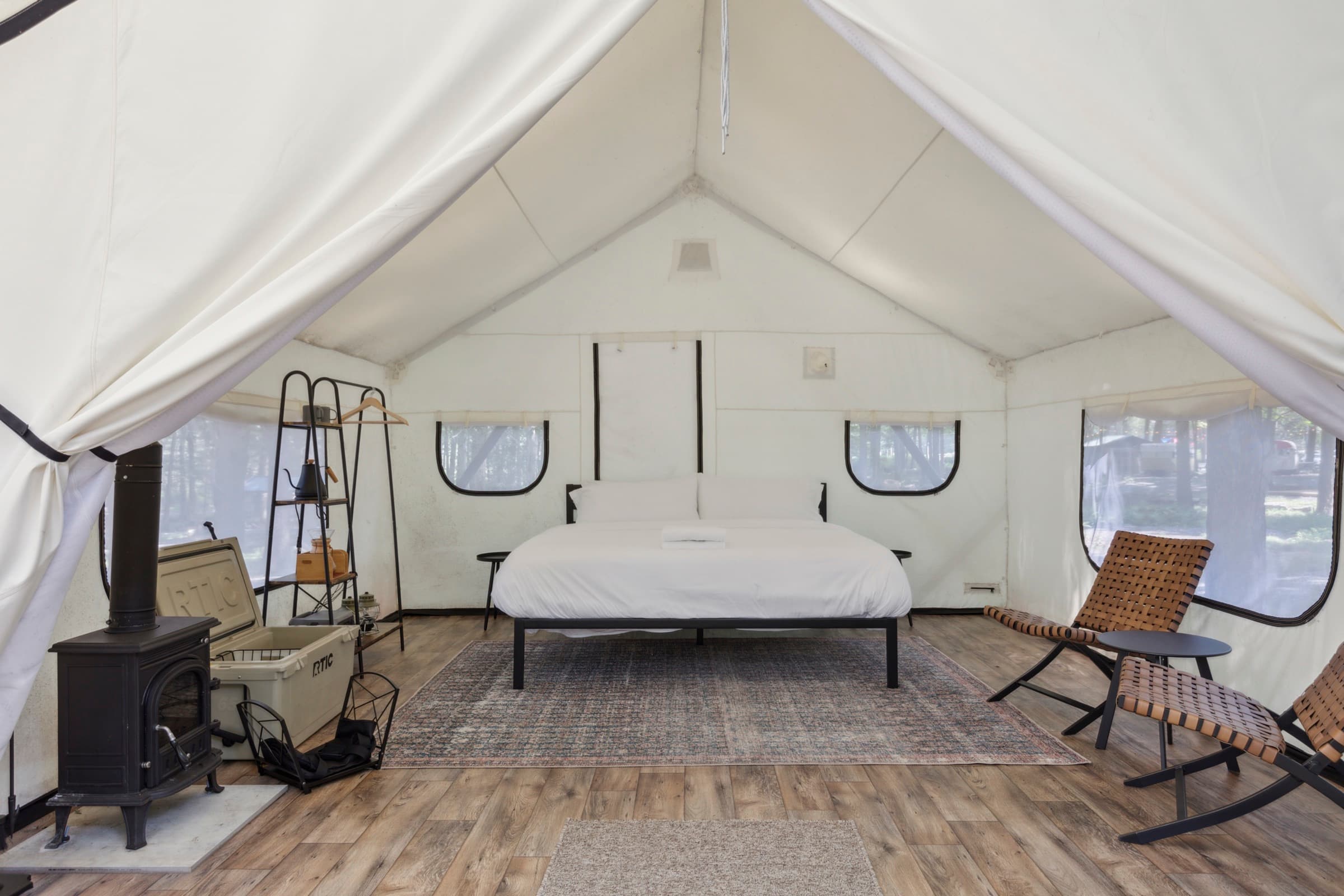 Crest tent interior at Ferncrest Promised Land