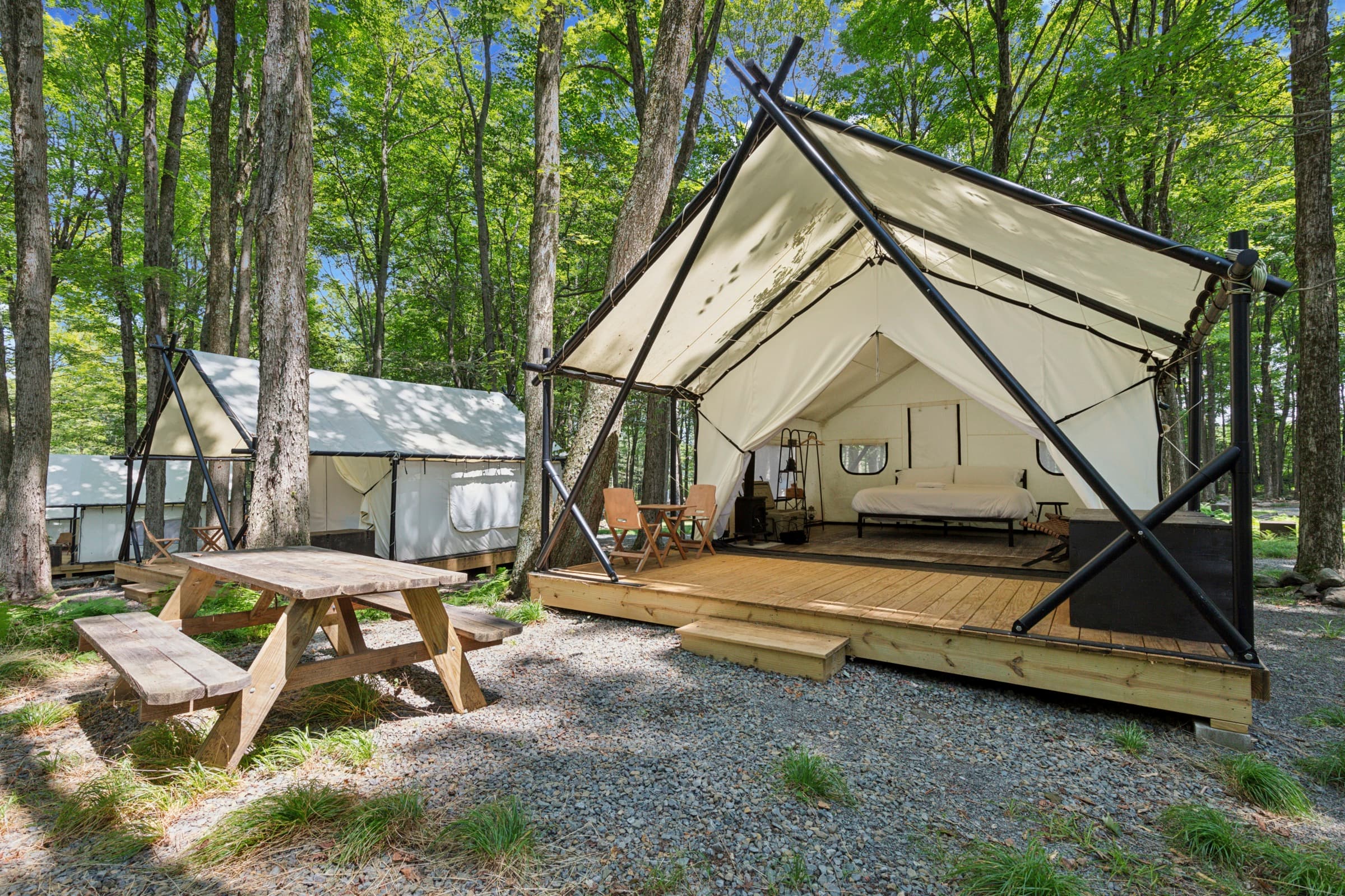 Crest tent living area at Ferncrest